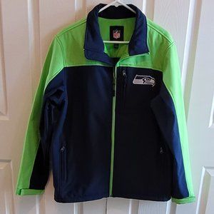 NFL Navy and Neon Green Seattle Seahawks Full-Zip Jacket - Can be Unisex